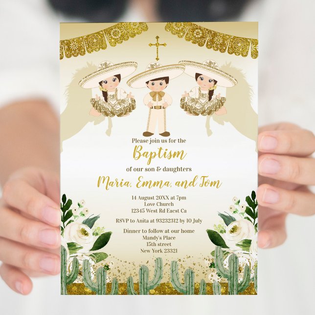 Floral Baptism Fiesta Twin Invitation (Creator Uploaded)