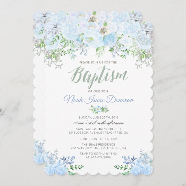 Floral Baptism Invitation (Front/Back)