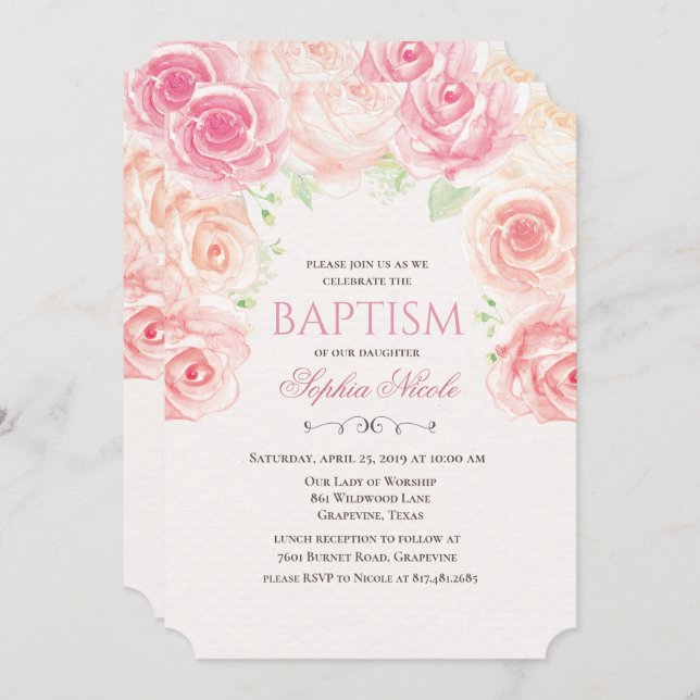 Floral Baptism Invitation (Front/Back)