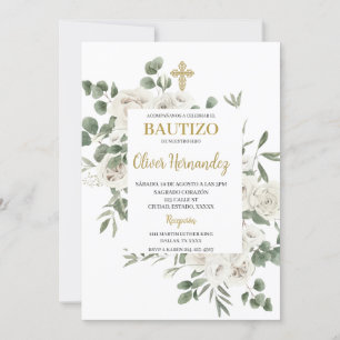 Floral Baptism Spanish Invitation