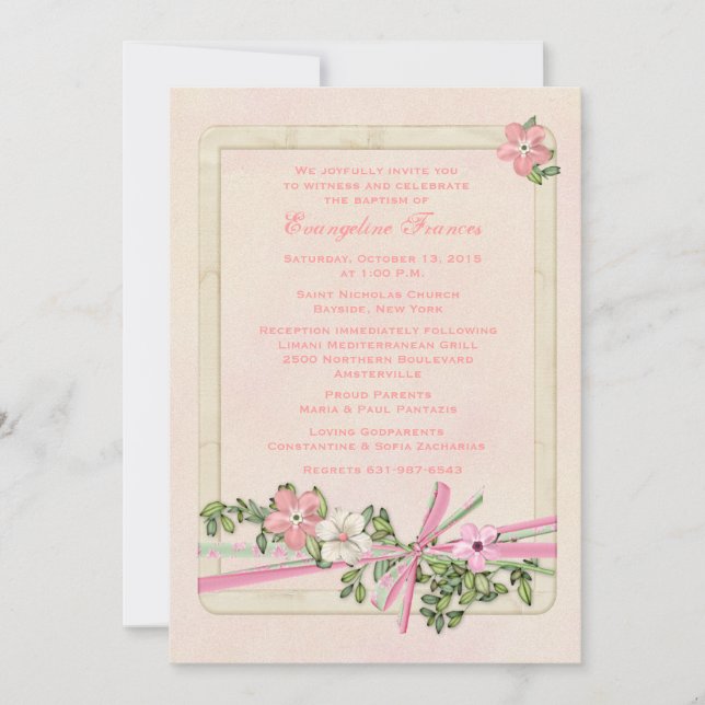 Floral Baptismal Invitation (Front)