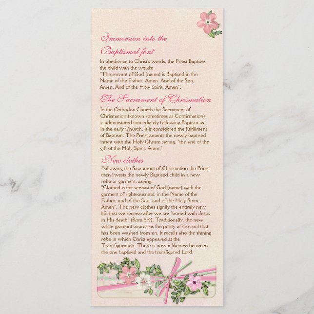 Floral Baptismal Program 4/5 (Front)