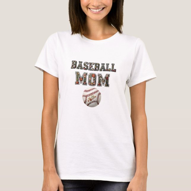 Floral Baseball Mum Shirt, Game Day Shirt (Front)