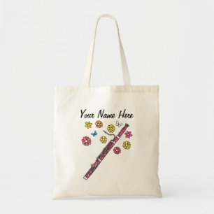 Floral Bassoon Bassoonist Woodwind Musician Custom Tote Bag