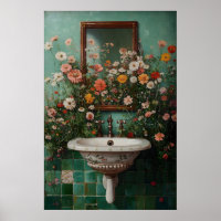 Floral Bathroom Print, Botanical Bathroom Flower