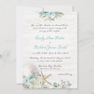 Floral Beach Driftwood Wedding Invitation