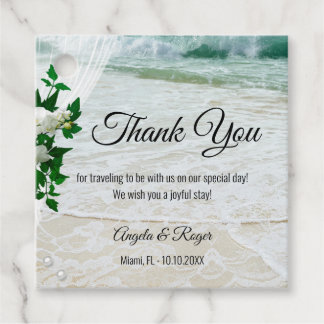 Floral Beach Lace Wedding Thank You Favour Tag