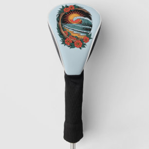 Floral Beach Lover Sunset Vacation Gift Retro Golf Head Cover