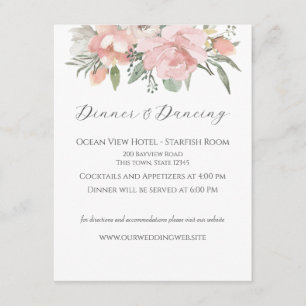 Floral Beach Wedding Reception Card