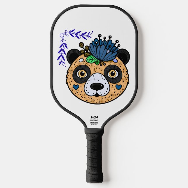 Floral Bear Pickleball Paddle (Front)