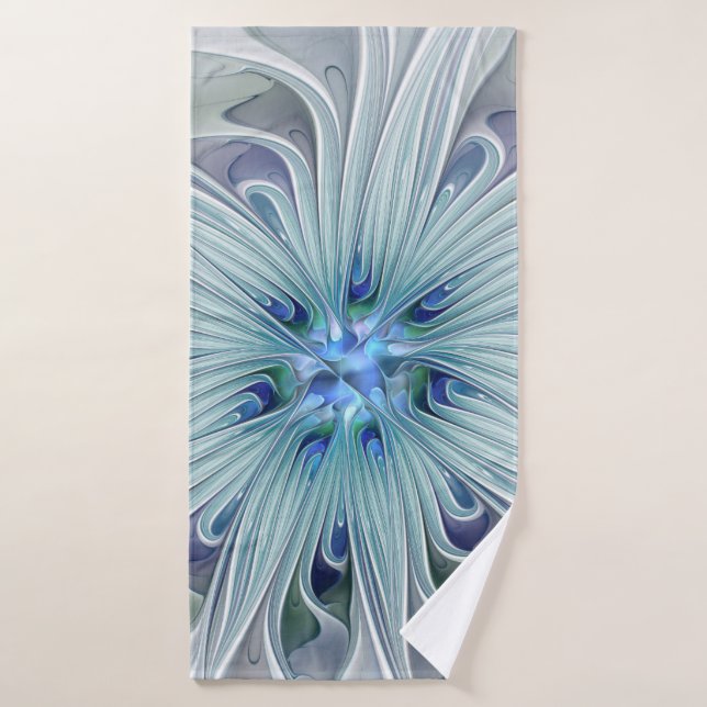 Floral Beauty Abstract Modern Blue Pastel Flower Bath Towel (Bath Towel)