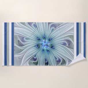 Floral Beauty Abstract Modern Blue Pastel Flower Beach Towel