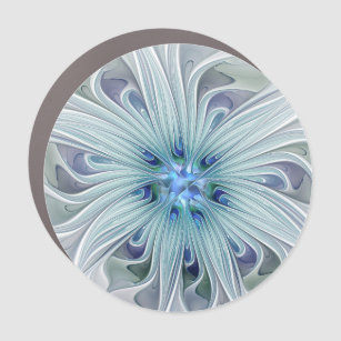 Floral Beauty Abstract Modern Blue Pastel Flower Car Magnet