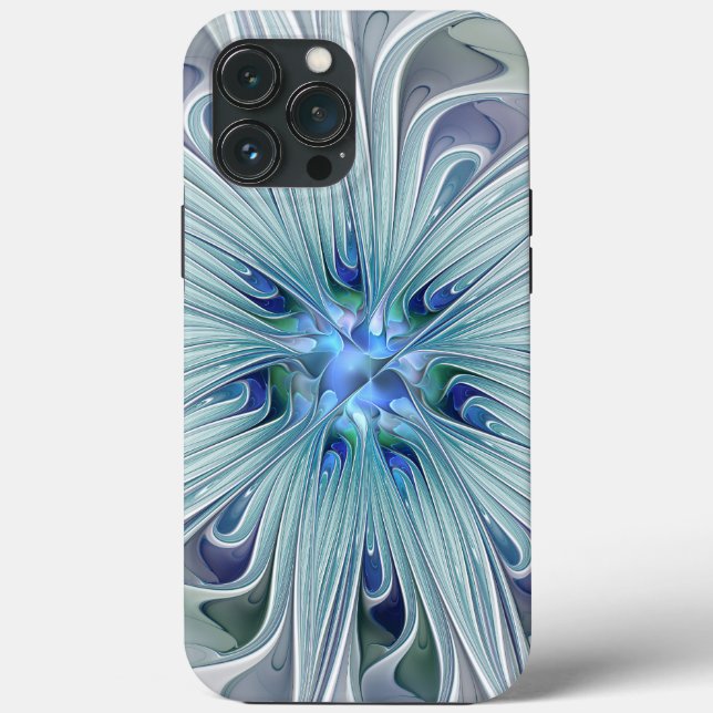 Floral Beauty Abstract Modern Blue Pastel Flower Case-Mate iPhone Case (Back)