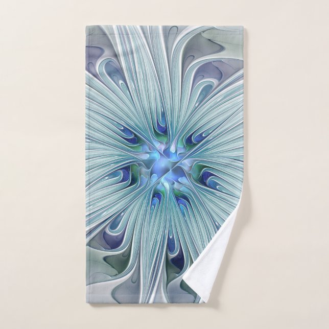 Floral Beauty Abstract Modern Blue Pastel Flower Hand Towel (Hand Towel)