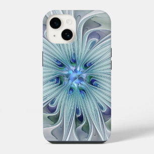 Floral Beauty Abstract Modern Blue Pastel Flower iPhone 14 Case