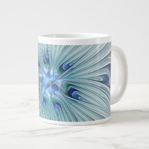 Floral Beauty Abstract Modern Blue Pastel Flower Large Coffee Mug