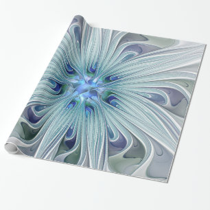 Floral Beauty Abstract Modern Blue Pastel Flower Wrapping Paper