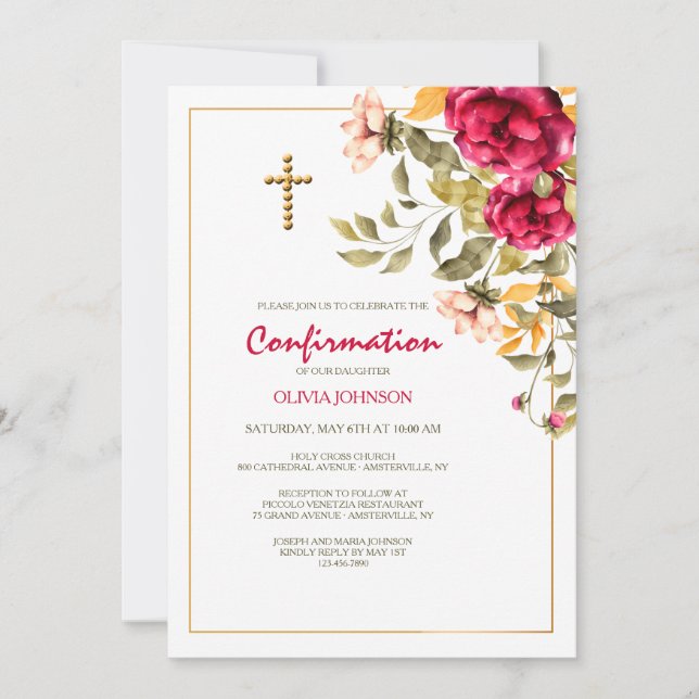 Floral Beauty Confirmation Invitation (Front)