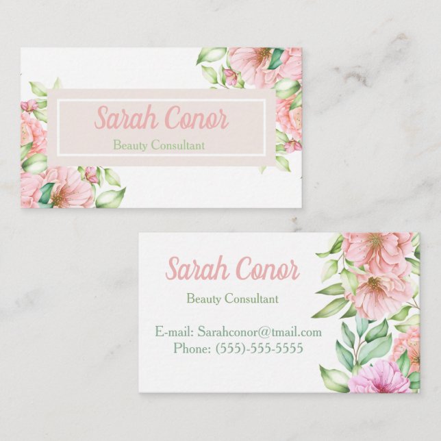 Floral Beauty Consultant Business Card (Front/Back)