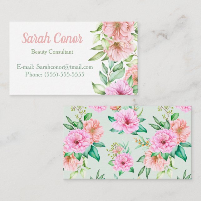 Floral Beauty Consultant Business Card (Front/Back)