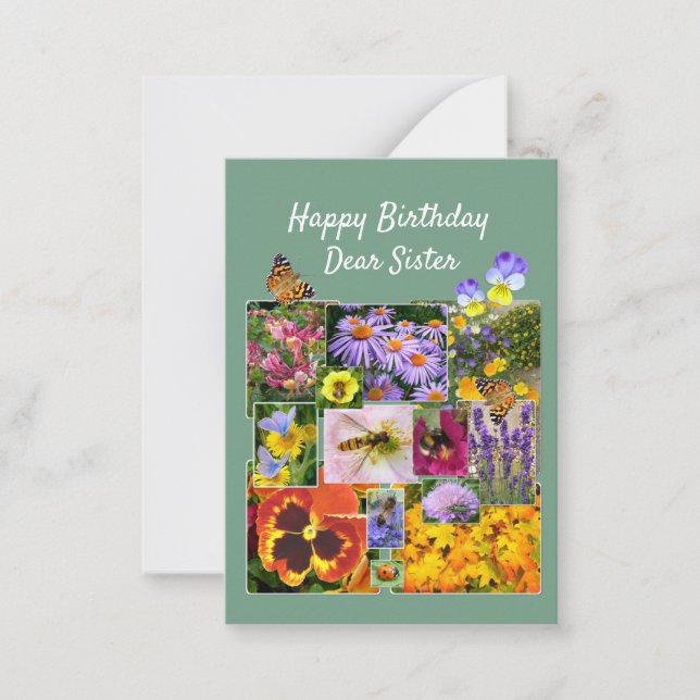 Floral Beauty Custom Text Sister Birthday Card (Front)