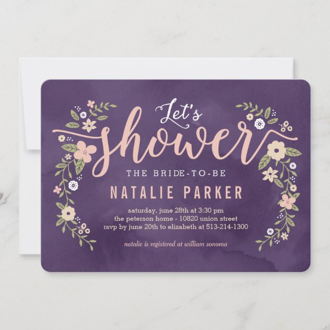 Floral Beauty Editable Colour Bridal Shower Invite (Front)