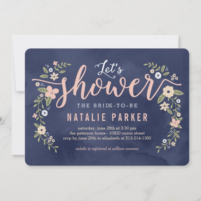 Floral Beauty Editable Colour Bridal Shower Invite (Front)