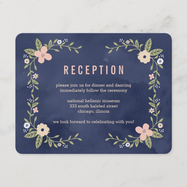 Floral Beauty Editable Colour Reception Card (Front)