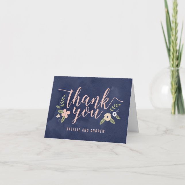 Floral Beauty Editable Colour Thank You Card (Front)