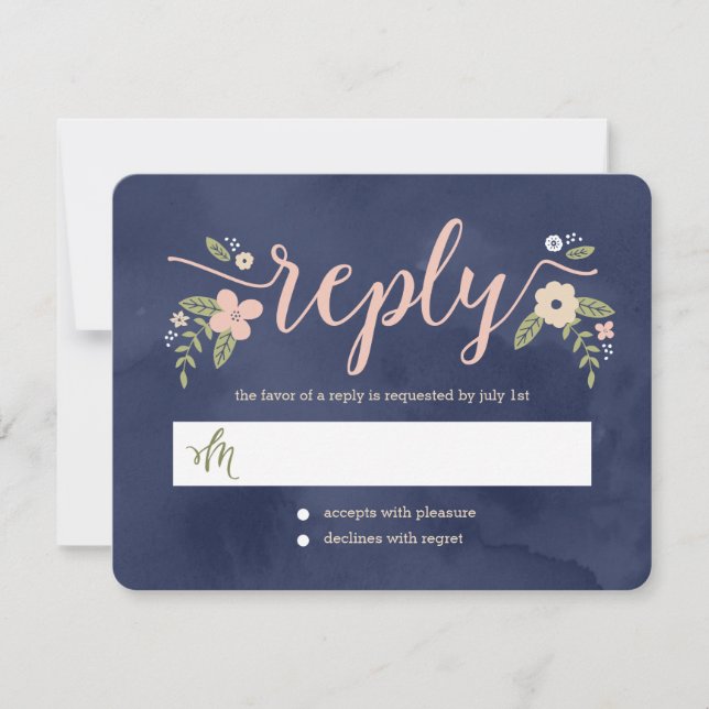 Floral Beauty Editable Colour Wedding Response Car (Front)