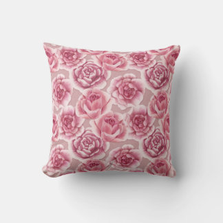Floral Beauty - pink rose flowers vintage pattern. Cushion