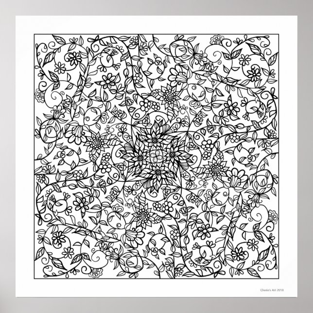 Floral Beauty You Colour Beautiful Large  Poster (Front)