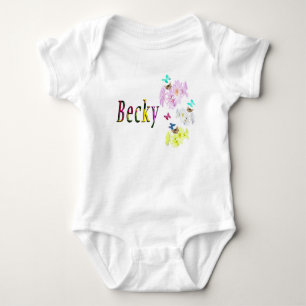 Floral Becky Name Logo, Baby Bodysuit