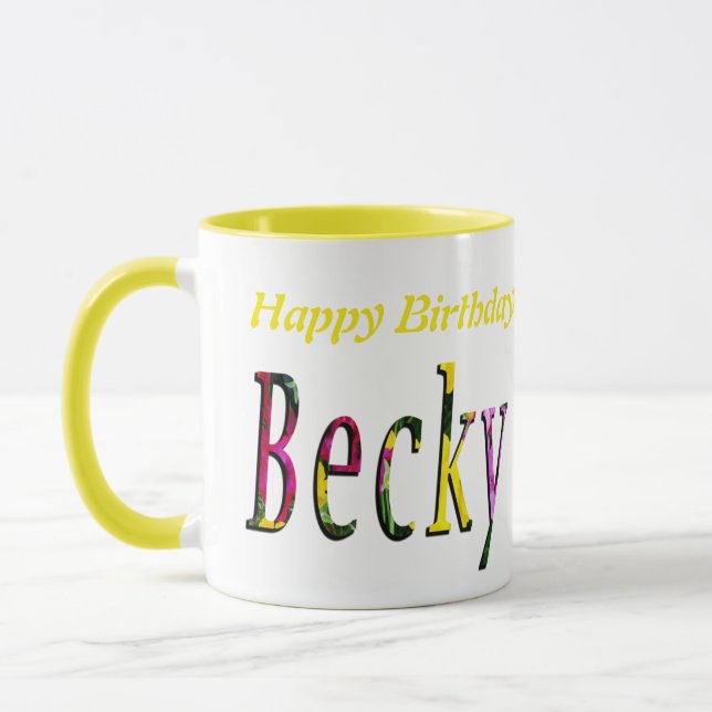 Floral Becky Name Logo, Mug (Left)