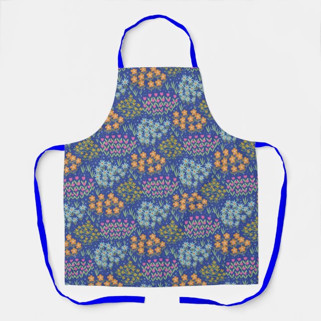 Floral Bed Blue Apron (Front)