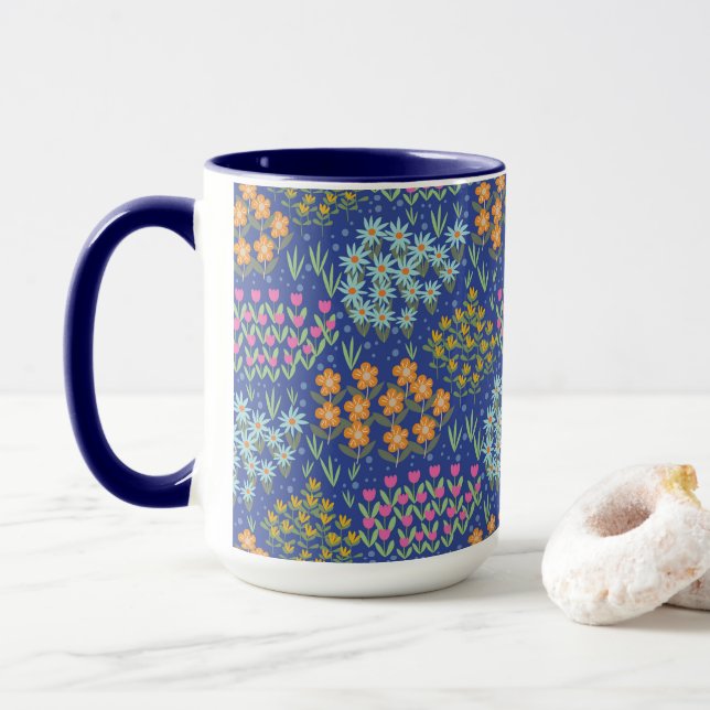Floral Bed Blue Mug (With Donut)