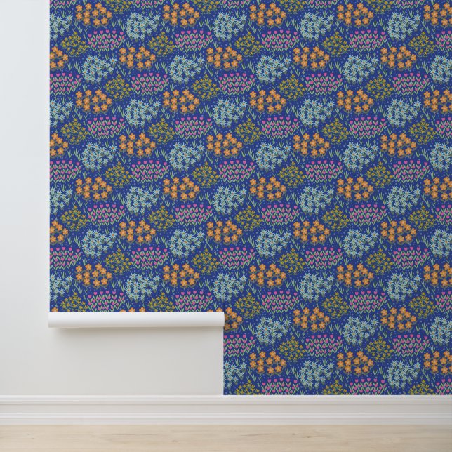Floral Bed Blue Wallpaper (Application)