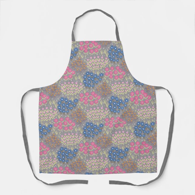 Floral Bed Grey Apron (Front)