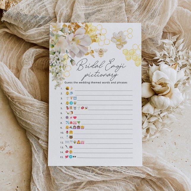 Floral bee bridal shower emoji pictionary game (Creator Uploaded)
