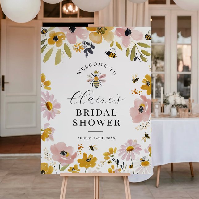 Floral Bee Bridal Shower Welcome Sign (Creator Uploaded)
