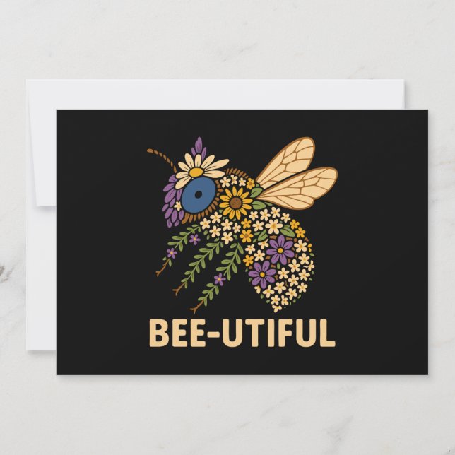 Floral Bee Fusion Bee-Utiful Invitation (Front)