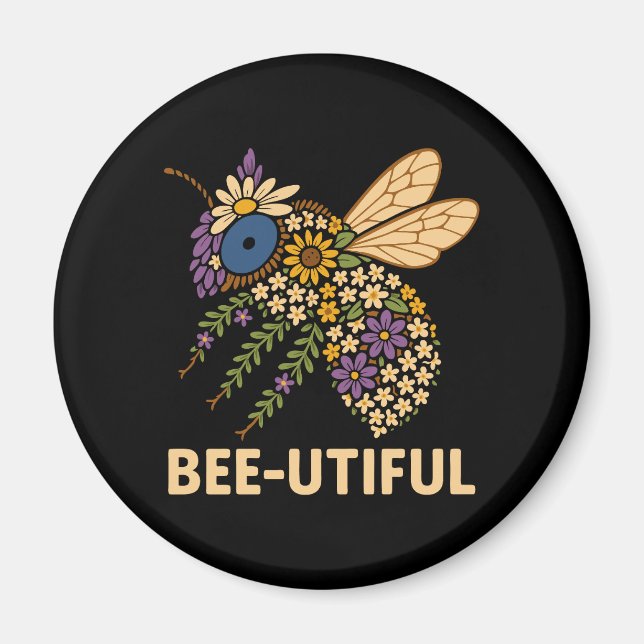 Floral Bee Fusion Bee-Utiful Magnet (Front)