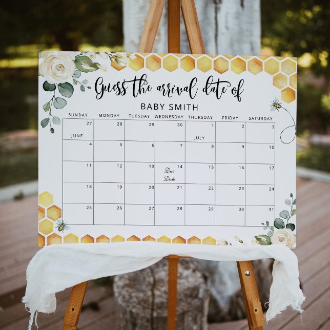 Floral bee Guess the due Date calendar Poster (Creator Uploaded)