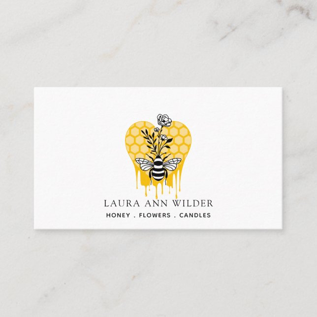 Floral Bee Honey Products Business Card (Front)
