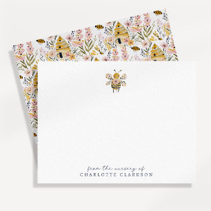 Floral Bee Nursery Note Card