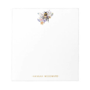 Floral Bee Personalised Notepad