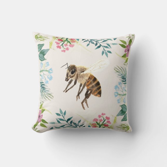 Floral Bee Pillow (Front)