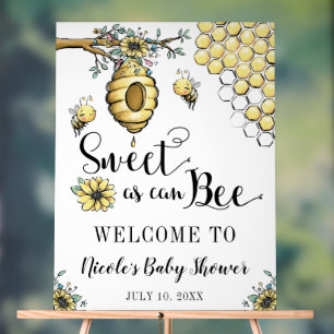 Floral Beehive Honey Sweet Bee Baby Shower Welcome Acrylic Sign