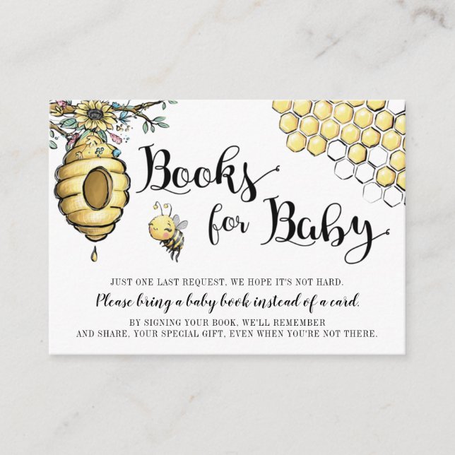 Floral Beehive Honey Sweet Bee Books for Baby Enclosure Card (Front)
